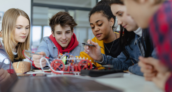 photo of students in group science project